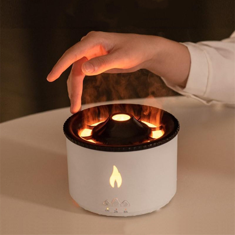 TRULEGANCE™ VolcanoDreams™️ Ultrasonic Essential Oil Humidifier with Flame Effect & Jellyfish Aromatherapy