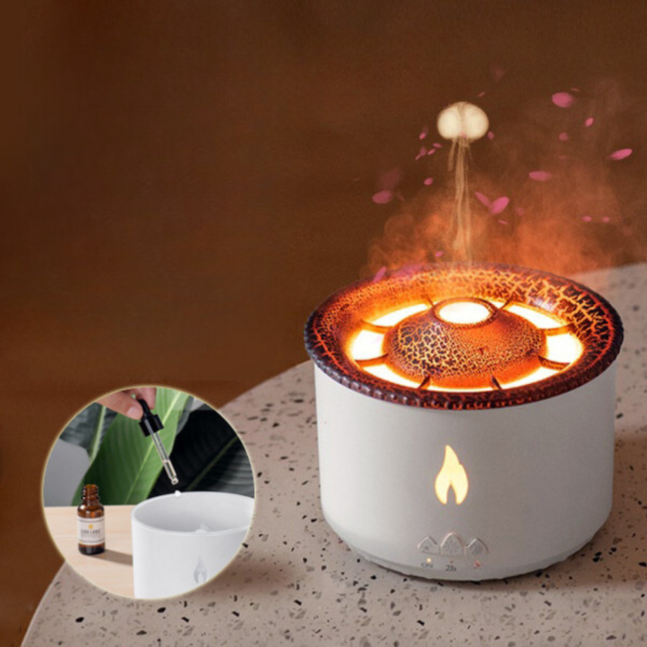 TRULEGANCE™ VolcanoDreams™️ Ultrasonic Essential Oil Humidifier with Flame Effect & Jellyfish Aromatherapy