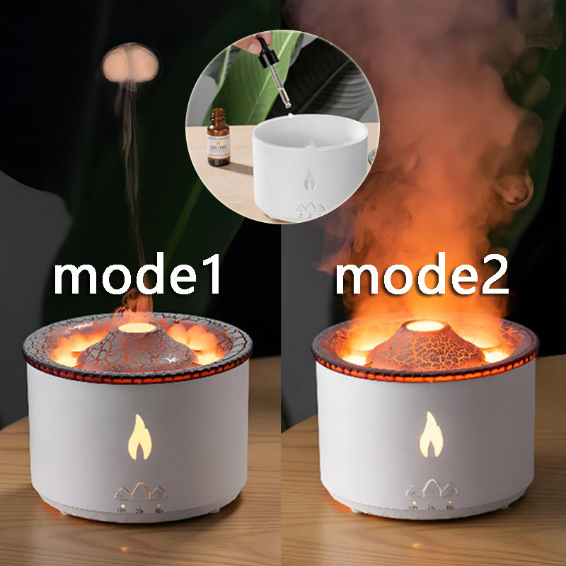 TRULEGANCE™ VolcanoDreams™️ Ultrasonic Essential Oil Humidifier with Flame Effect & Jellyfish Aromatherapy