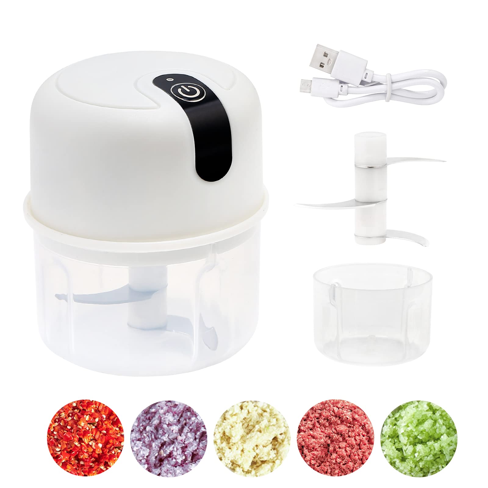 TRULEGANCE™ Mini Electric Garlic Chopper Food Processor, Garlic Electric Grinder Onion Chopper, Blender to Vegetable, Wireless Garlic Mincer Tool for Ginger, Chili, Fruit, Meat, etc