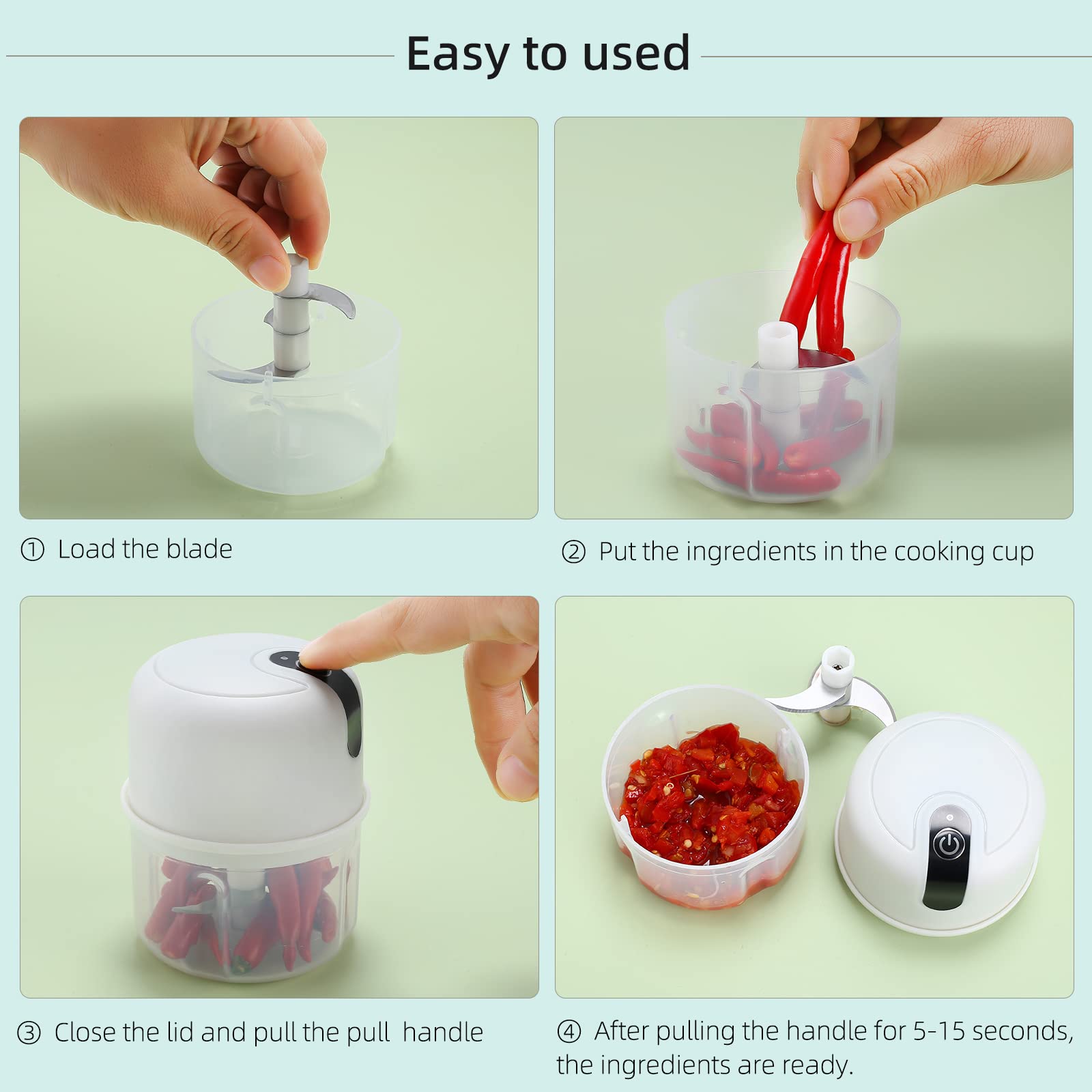 TRULEGANCE™ Mini Electric Garlic Chopper Food Processor, Garlic Electric Grinder Onion Chopper, Blender to Vegetable, Wireless Garlic Mincer Tool for Ginger, Chili, Fruit, Meat, etc