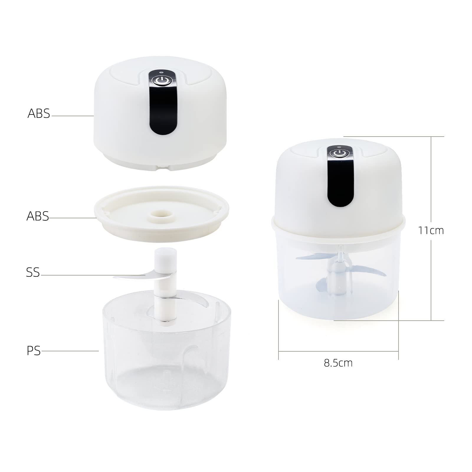 TRULEGANCE™ Mini Electric Garlic Chopper Food Processor, Garlic Electric Grinder Onion Chopper, Blender to Vegetable, Wireless Garlic Mincer Tool for Ginger, Chili, Fruit, Meat, etc